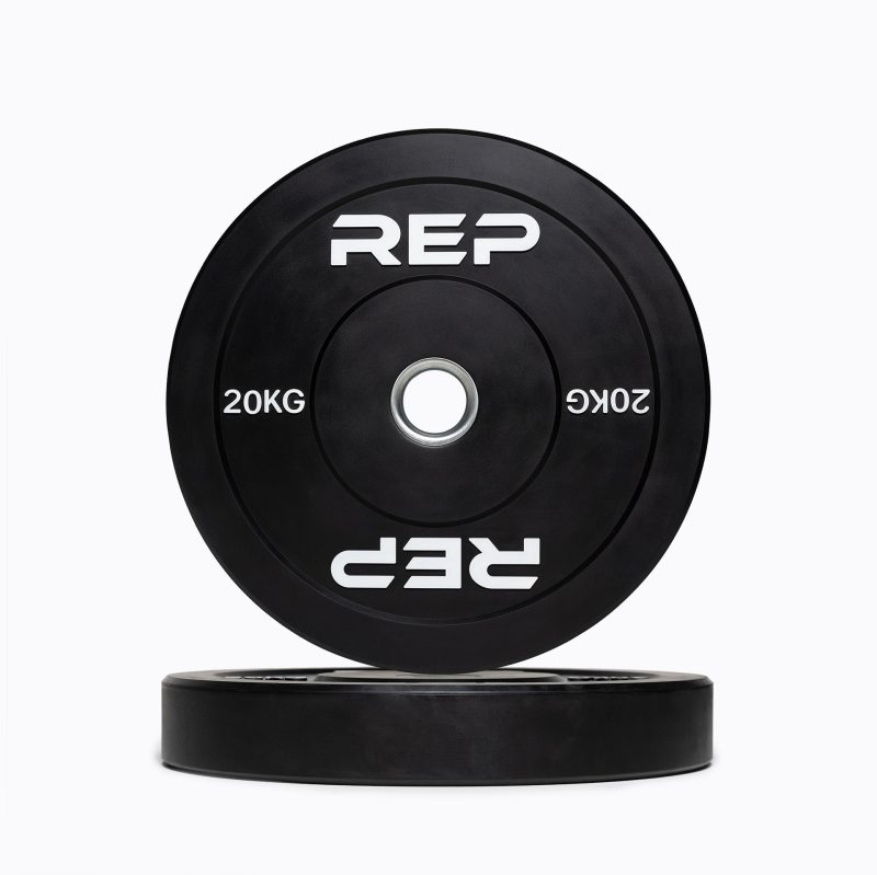 Pair of REP 20kg Black Bumper Plates