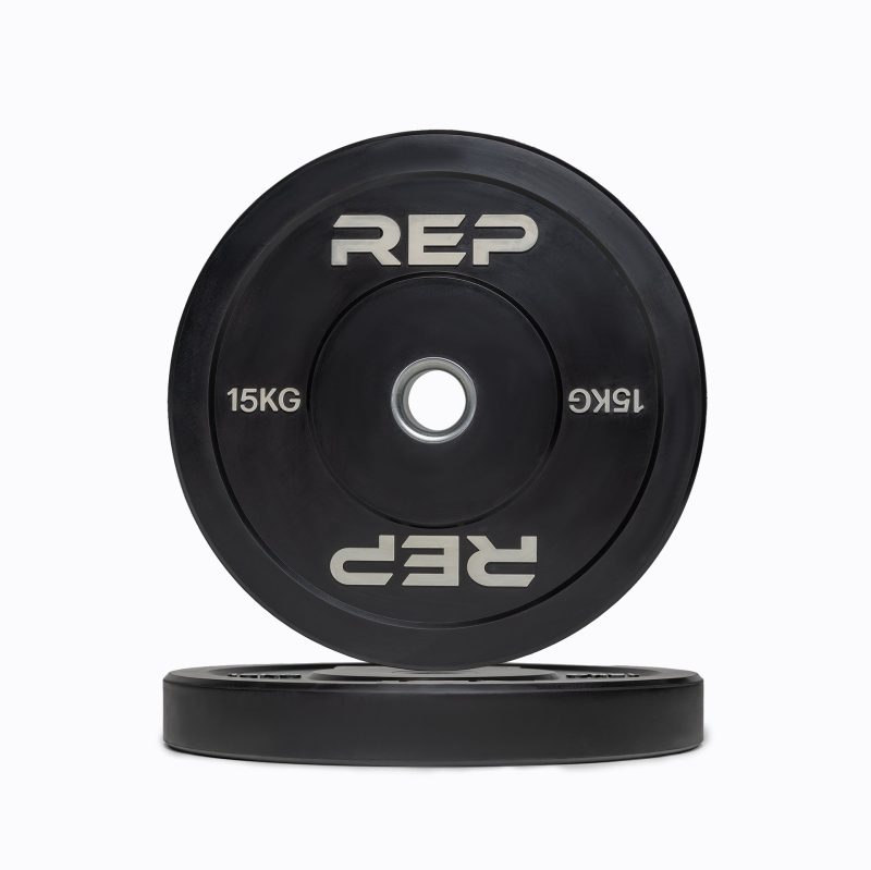 Pair of REP 15kg Black Bumper Plates