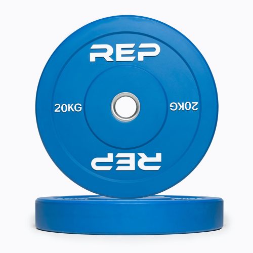 Pair of REP blue 20kg colored bumper plates.