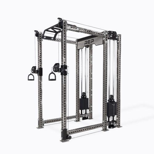 Athena Selectorized Side-Mount Functional Trainer Dual Side Shown on Clear Coat PR-5000 Power Rack