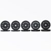 Full set of Black Bumper Plate Pairs: 10, 15, 25, 35, and 45lb pairs.