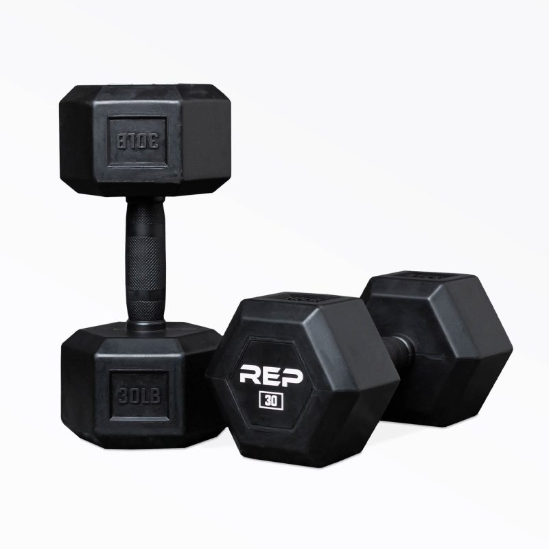 30lb Rubber Coated Hex Dumbbell Pair