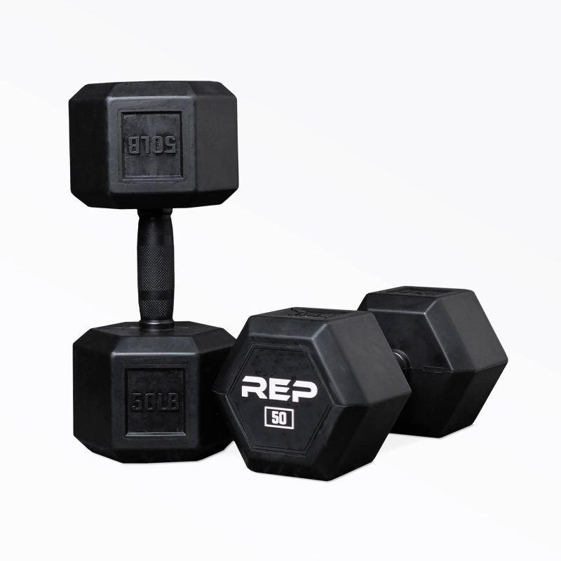 50lb Rubber Coated Hex Dumbbell Pair